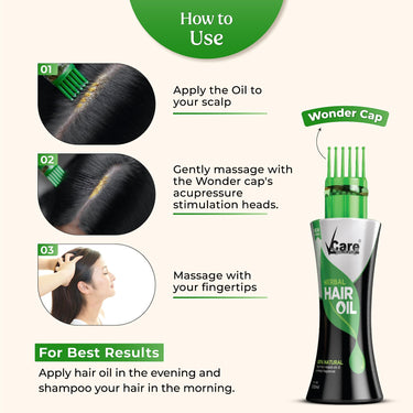 VCare New Improved Herbal Hair Oil with Wonder Cap - 100 ml | 15 Active Herbs Oils for Conditioning, and Hair Fall Control | Ideal For All Types of Hair (Pack of 2)